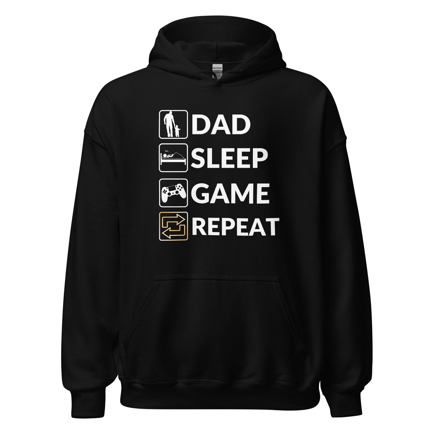 Dad Sleep Game Repeat Black Hoodie