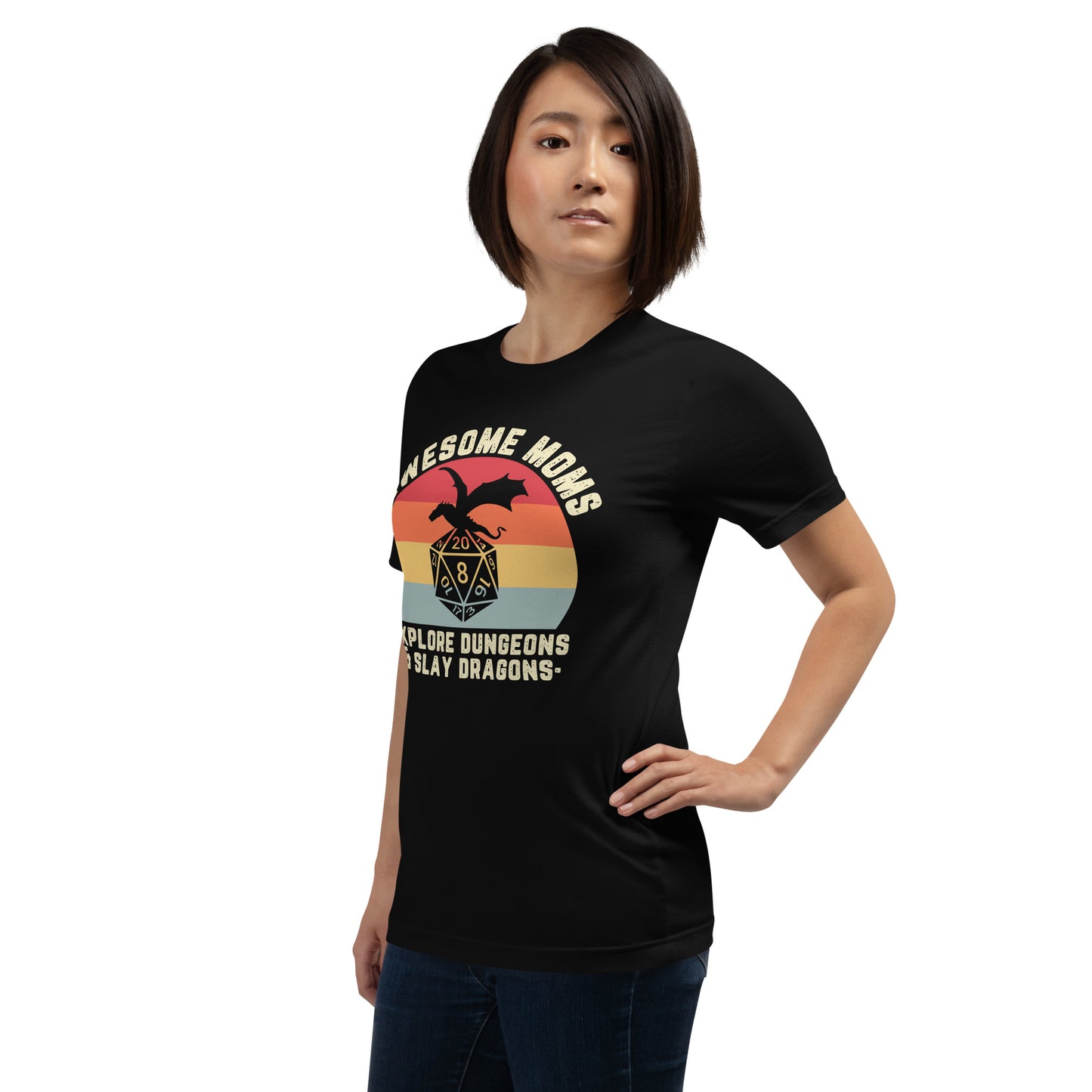 Awesome Moms Explore Dungeons and Slay Dragons | Casual Unisex Tee | Gamer Mom Shirt