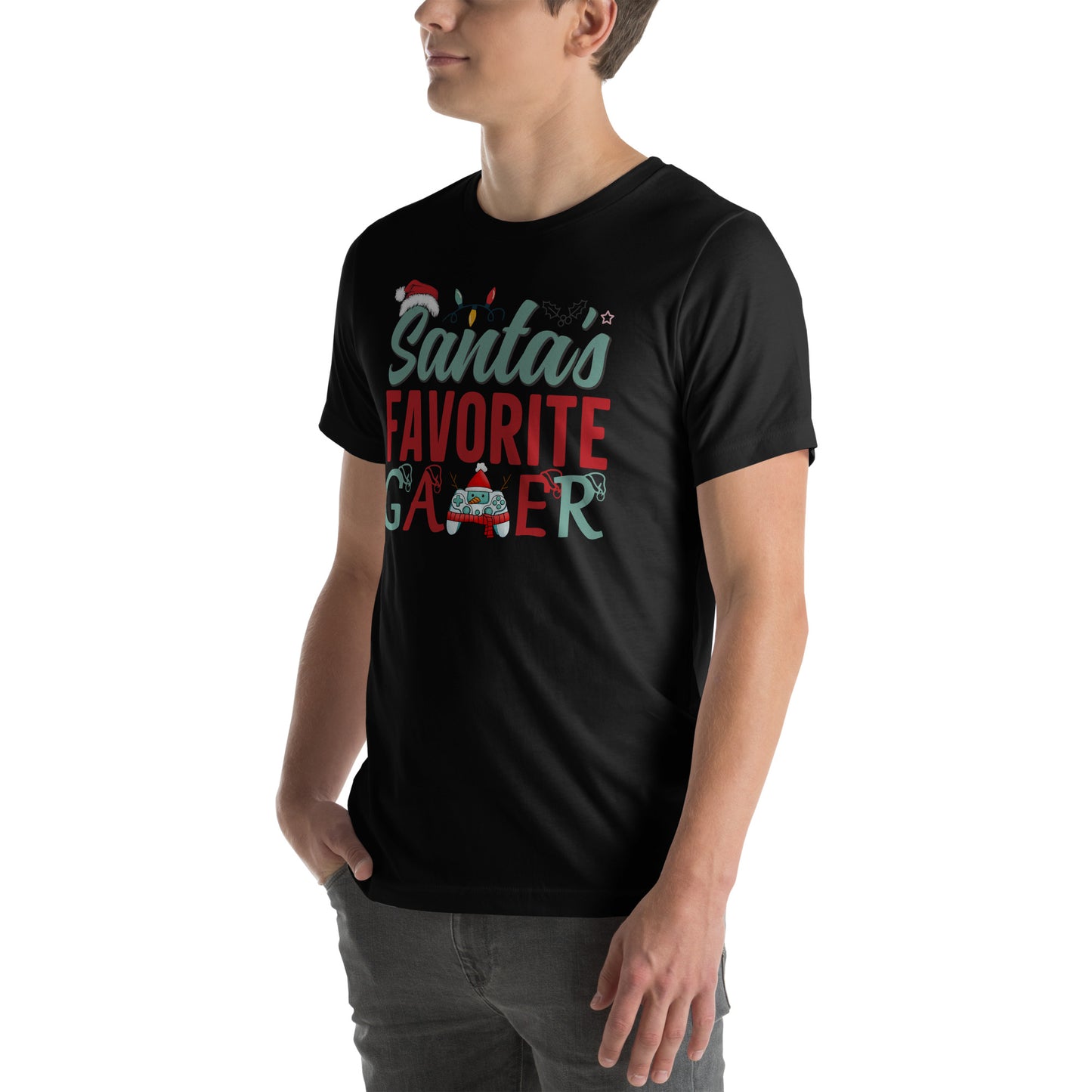 Santa's Favorite Gamer | Unisex Casual Tee | Gamer Shirt