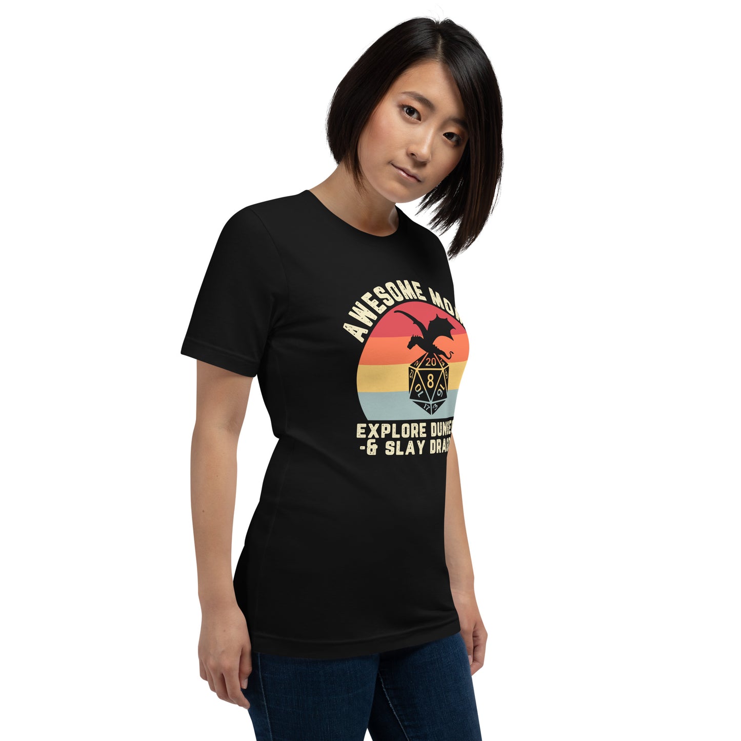 Awesome Moms Explore Dungeons and Slay Dragons | Casual Unisex Tee | Gamer Mom Shirt