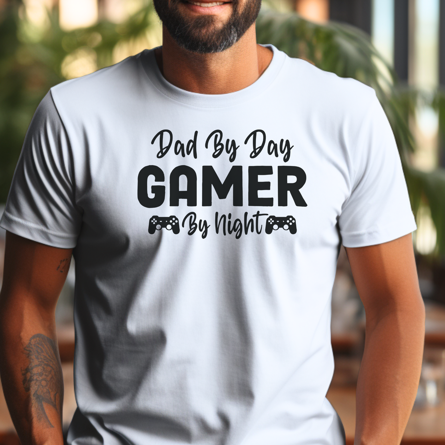 Dad by Day Gamer by Night | Casual Men's Tee | Gamer Dad Shirt