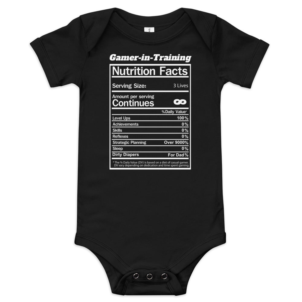 Gamer in Training Nutrition Facts T-Shirt | Shirt for Baby | Gamer Shirt