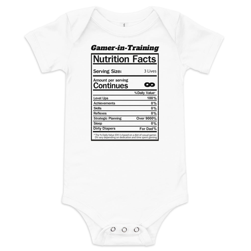 Gamer in Training Nutrition Facts T-Shirt | Shirt for Baby | Gamer Shirt