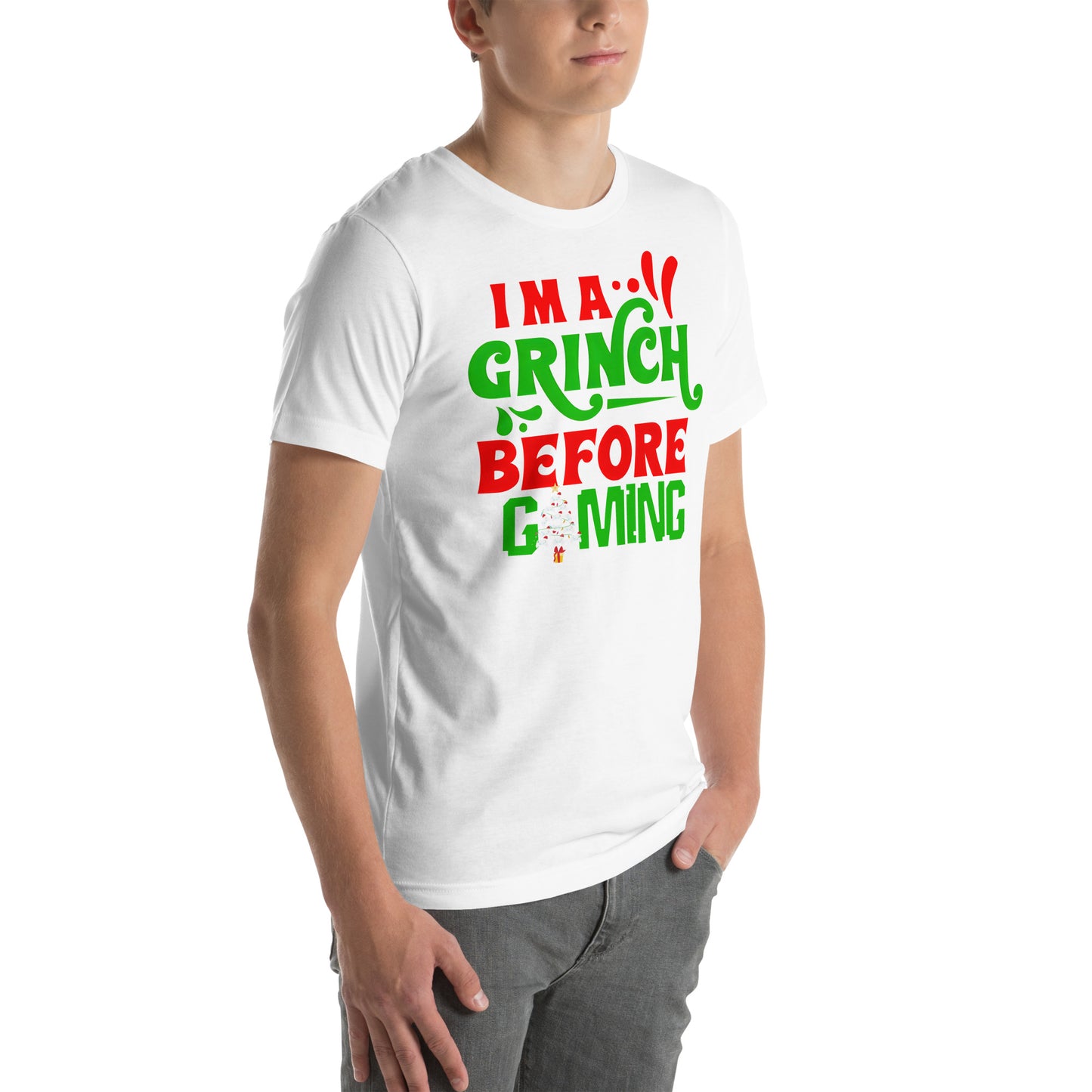 I'm a Grinch Before Gaming | Unisex Casual Tee | Gamer Shirt